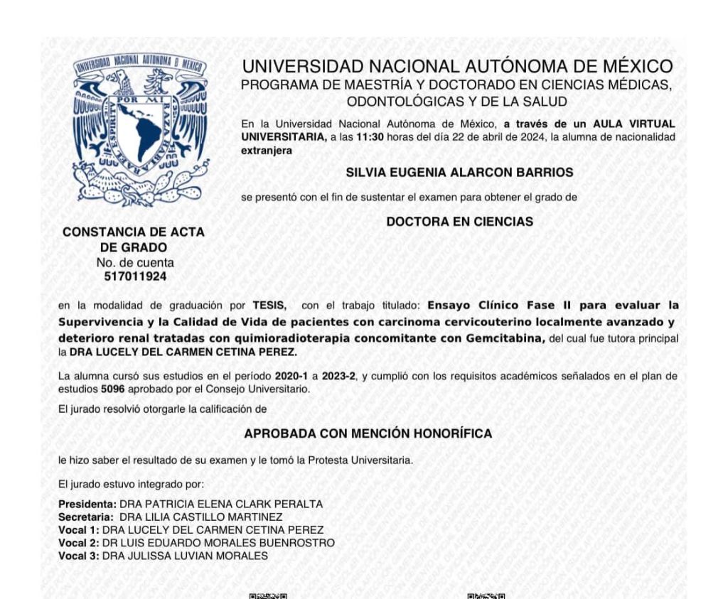 Título de Doctorado en Ciencias